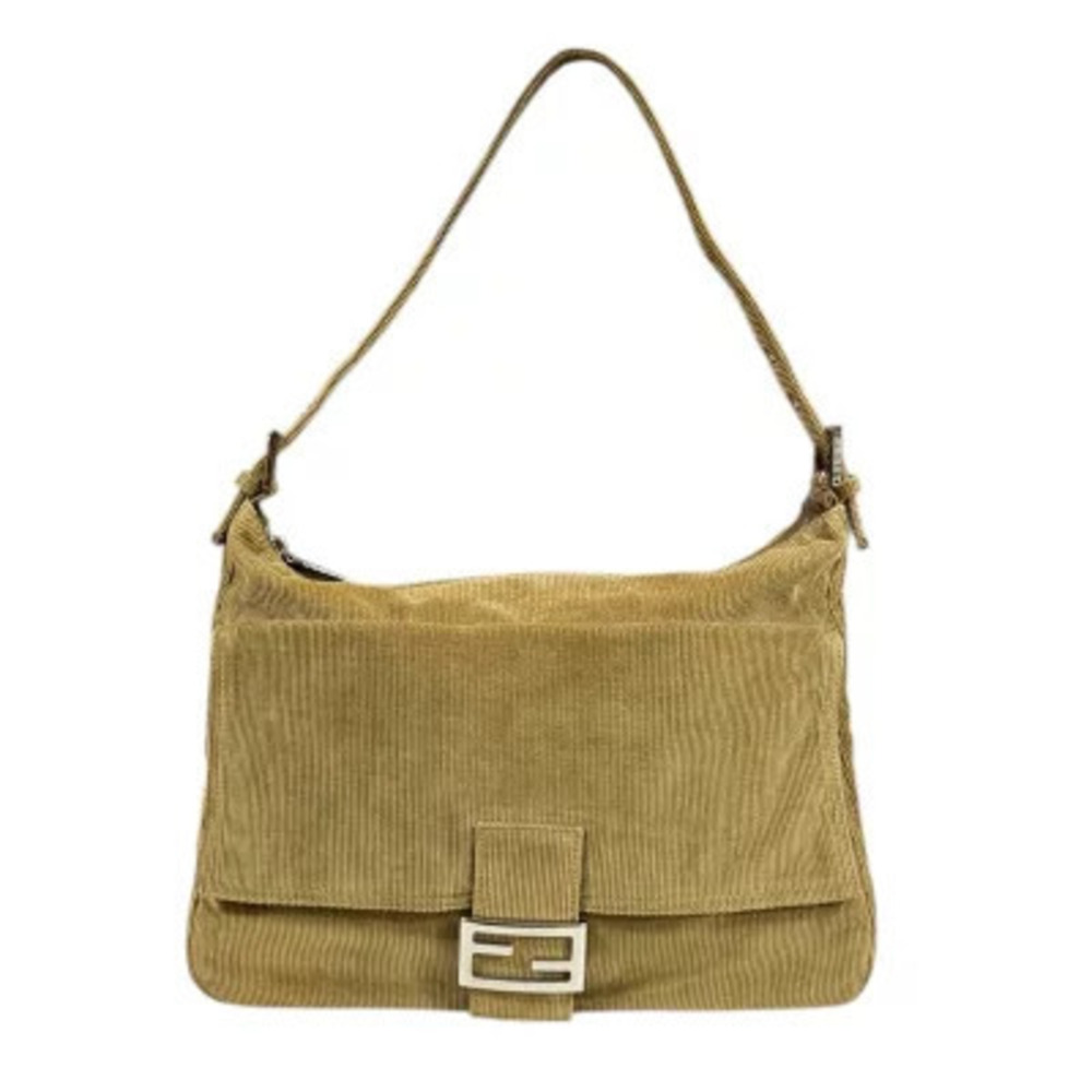 Fendi Mamma Baguette Shoulder Bag Corduroy Brown